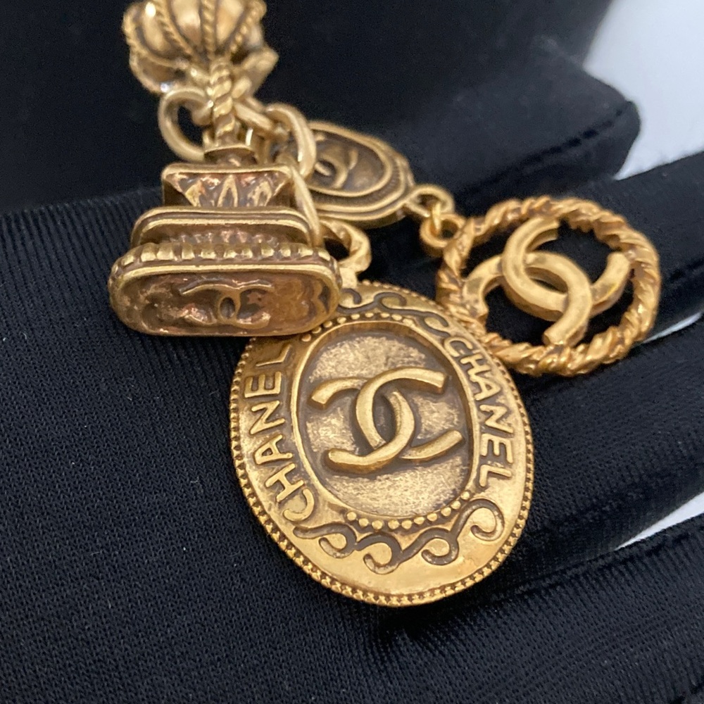 CHANEL Gold-Tone Long Chain Necklace with Pendant Charms - Picture 4 of 6